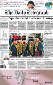 The Daily Telegraph (UK) Newspaper Front Page for 7 February 2017