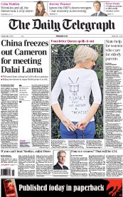 The Daily Telegraph Newspaper Front Page (UK) for 7 May 2013