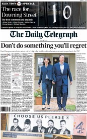 The Daily Telegraph (UK) Newspaper Front Page for 7 May 2015