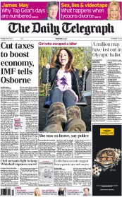The Daily Telegraph (UK) Newspaper Front Page for 7 June 2011