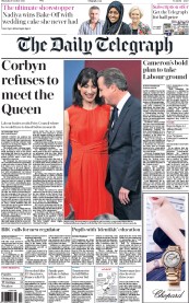 The Daily Telegraph (UK) Newspaper Front Page for 8 October 2015