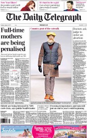 The Daily Telegraph (UK) Newspaper Front Page for 8 January 2013