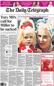 The Daily Telegraph Newspaper Front Page (UK) for 8 April 2014