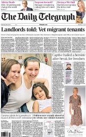 The Daily Telegraph (UK) Newspaper Front Page for 8 May 2013