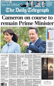 The Daily Telegraph Newspaper Front Page (UK) for 8 May 2015