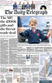 The Daily Telegraph (UK) Newspaper Front Page for 8 September 2017