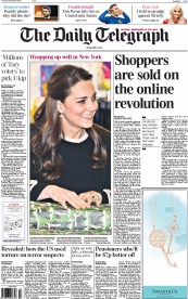 The Daily Telegraph Newspaper Front Page (UK) for 9 December 2014