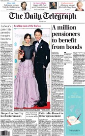 The Daily Telegraph (UK) Newspaper Front Page for 9 February 2015
