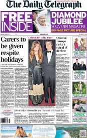 The Daily Telegraph (UK) Newspaper Front Page for 9 June 2012