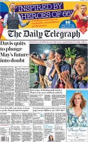 The Daily Telegraph (UK) Newspaper Front Page for 9 July 2018