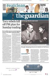 The Guardian (UK) Newspaper Front Page for 10 March 2016