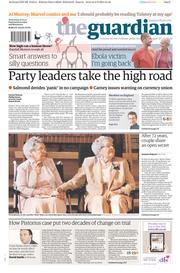 The Guardian (UK) Newspaper Front Page for 10 September 2014