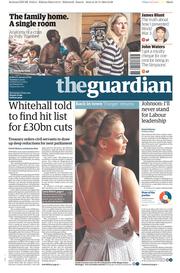 The Guardian (UK) Newspaper Front Page for 11 November 2014