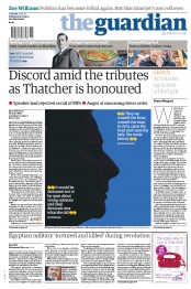 The Guardian Newspaper Front Page (UK) for 11 April 2013