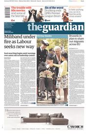 The Guardian (UK) Newspaper Front Page for 11 May 2015