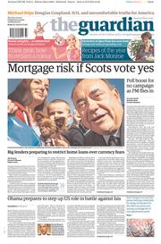 The Guardian Newspaper Front Page (UK) for 11 September 2014