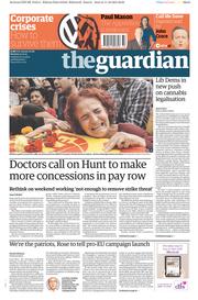 The Guardian (UK) Newspaper Front Page for 12 October 2015