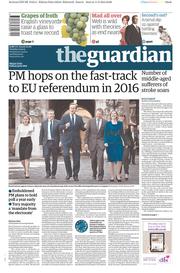 The Guardian (UK) Newspaper Front Page for 12 May 2015