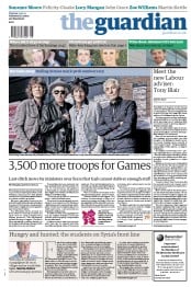 The Guardian (UK) Newspaper Front Page for 12 July 2012