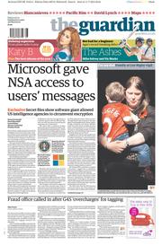 The Guardian Newspaper Front Page (UK) for 12 July 2013