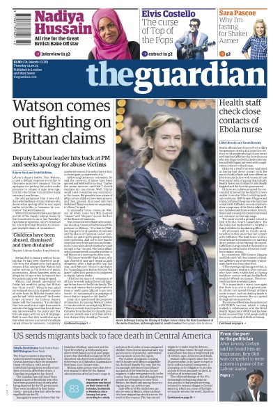 The Guardian Newspaper Front Page (UK) for 13 October 2015