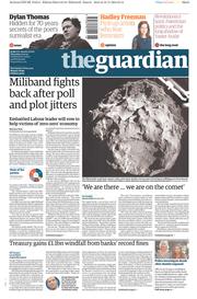 The Guardian (UK) Newspaper Front Page for 13 November 2014