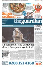 The Guardian Newspaper Front Page (UK) for 13 December 2014