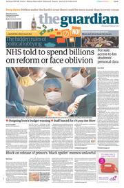 The Guardian Newspaper Front Page (UK) for 13 March 2014