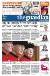 The Guardian Newspaper Front Page (UK) for 13 April 2013