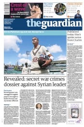 The Guardian Newspaper Front Page (UK) for 13 May 2015