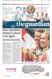 The Guardian (UK) Newspaper Front Page for 13 August 2016
