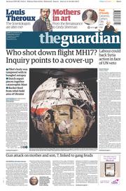 The Guardian (UK) Newspaper Front Page for 14 October 2015
