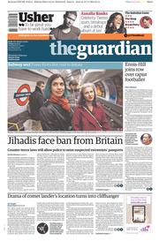 The Guardian Newspaper Front Page (UK) for 14 November 2014