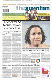 The Guardian Newspaper Front Page (UK) for 14 January 2014