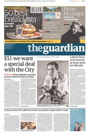 The Guardian (UK) Newspaper Front Page for 14 January 2017