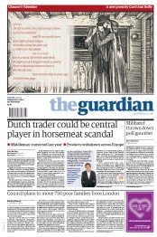 The Guardian Newspaper Front Page (UK) for 14 February 2013