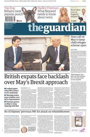 The Guardian (UK) Newspaper Front Page for 14 February 2017