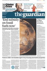 The Guardian (UK) Newspaper Front Page for 14 April 2015