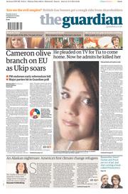 The Guardian Newspaper Front Page (UK) for 14 May 2013