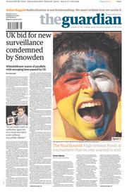 The Guardian Newspaper Front Page (UK) for 14 July 2014