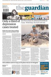 The Guardian Newspaper Front Page (UK) for 14 August 2014