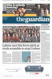 The Guardian (UK) Newspaper Front Page for 14 August 2015