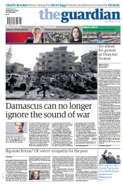 The Guardian Newspaper Front Page (UK) for 15 April 2013