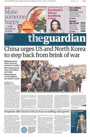 The Guardian (UK) Newspaper Front Page for 15 April 2017