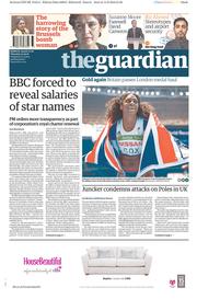 The Guardian (UK) Newspaper Front Page for 15 September 2016