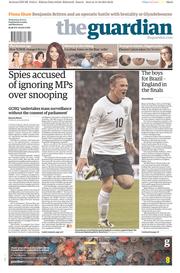 The Guardian Newspaper Front Page (UK) for 16 October 2013