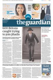 The Guardian (UK) Newspaper Front Page for 16 January 2016