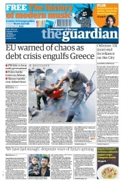 The Guardian Newspaper Front Page (UK) for 16 June 2011