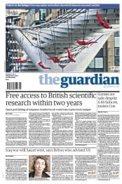 The Guardian Newspaper Front Page (UK) for 16 July 2012