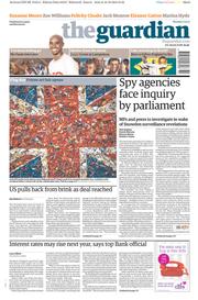 The Guardian Newspaper Front Page (UK) for 17 October 2013